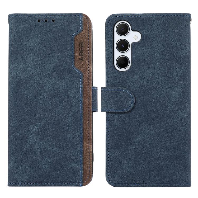 For Samsung Galaxy S26 5G ABEEL Color Block Magnetic RFID Leather Phone Case(Blue-Brown)