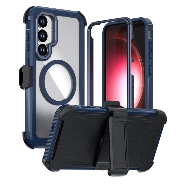 For Samsung Galaxy S26 5G Acrylic Full Coverage Magnetic Phone Case with Back Clip(Blue)