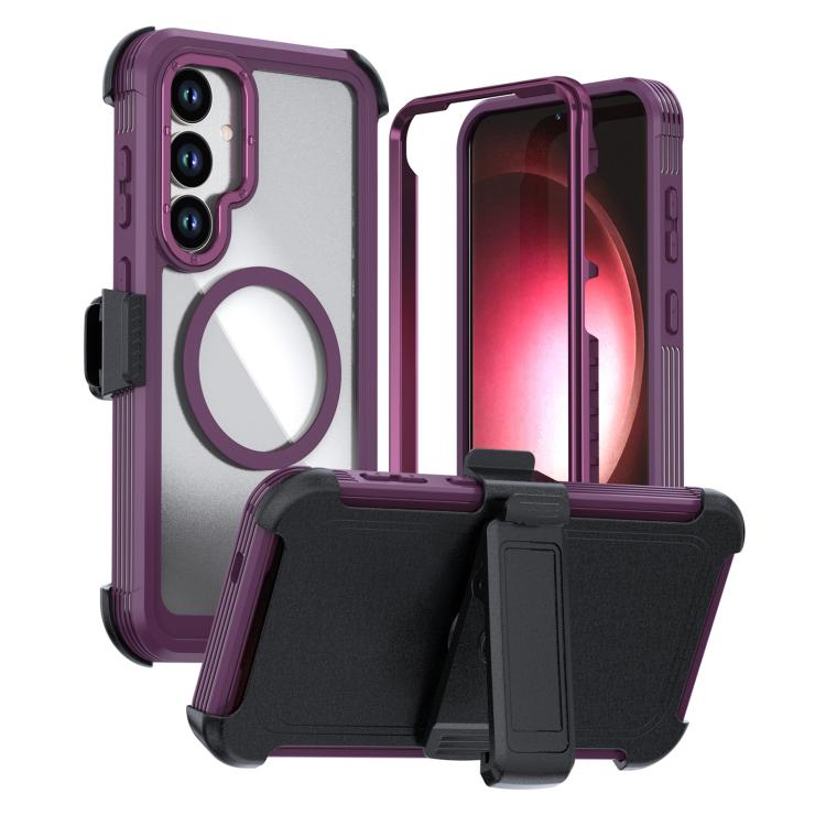 For Samsung Galaxy S26 5G Acrylic Full Coverage Magnetic Phone Case with Back Clip(Purple)