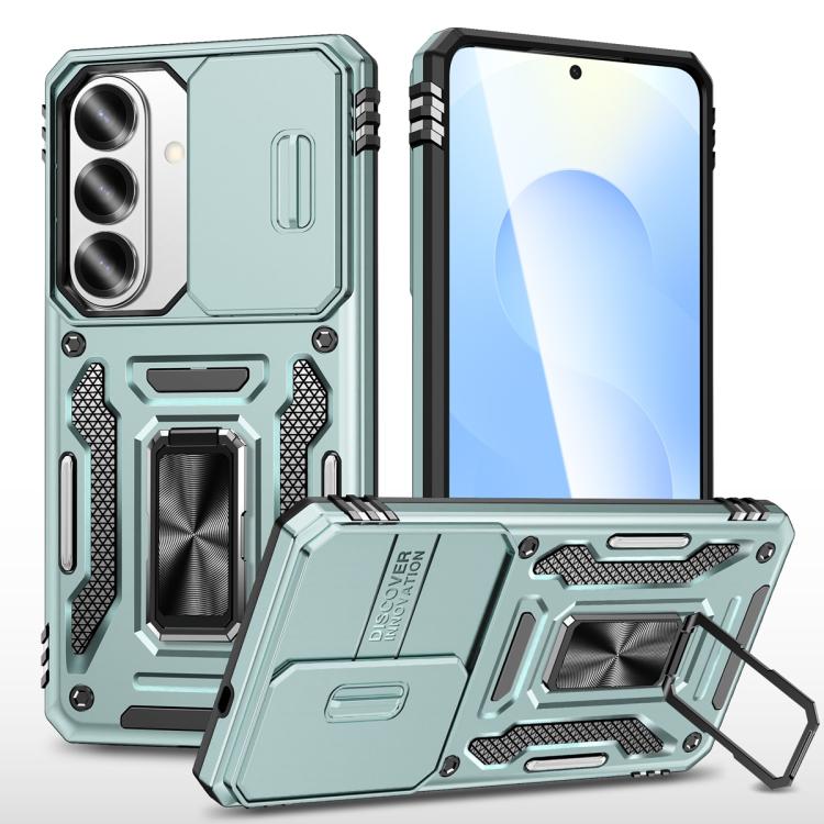 For Samsung Galaxy S26 5G Armor PC Hybrid TPU Camera Shield Phone Case(Alpine Green)