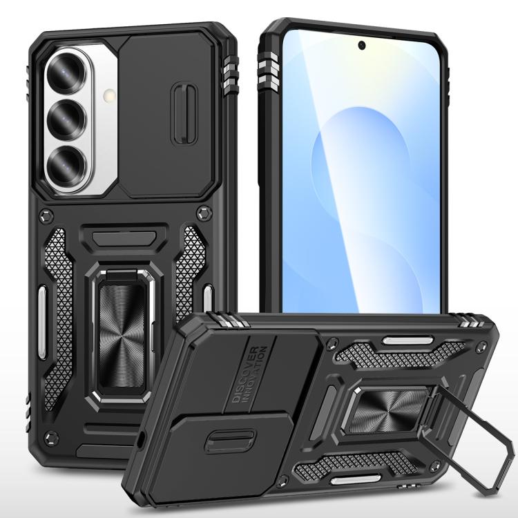 For Samsung Galaxy S26 5G Armor PC Hybrid TPU Camera Shield Phone Case(Black)