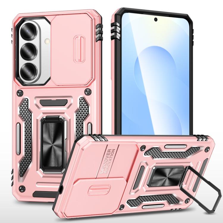 For Samsung Galaxy S26 5G Armor PC Hybrid TPU Camera Shield Phone Case(Rose Gold)