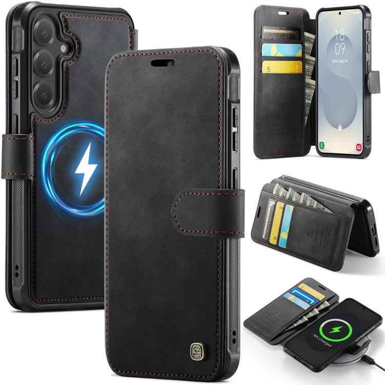 For Samsung Galaxy S26 5G AutSpace A15 Retro Magnetic Clasp Vegan Leather Phone Case(Black)