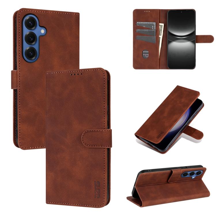 For Samsung Galaxy S26 5G AZNS Skin Feel Calf Texture Flip Leather Phone Case(Brown)
