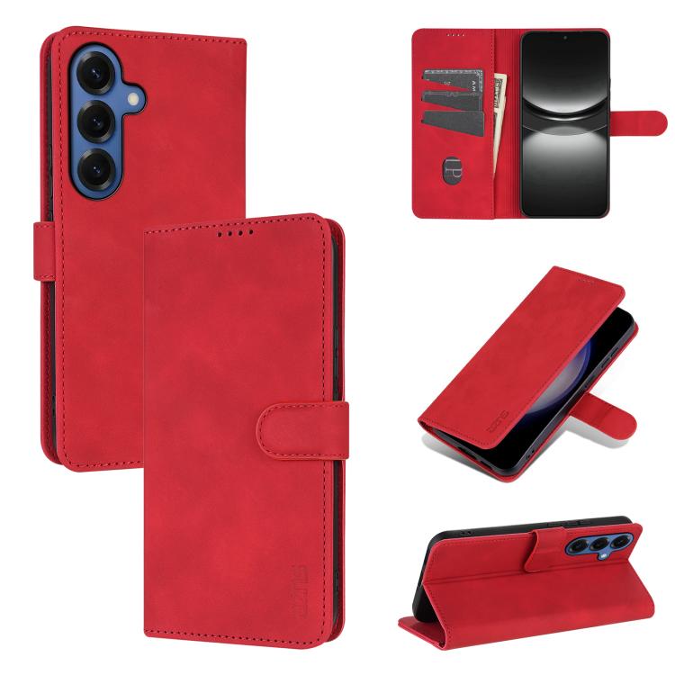 For Samsung Galaxy S26 5G AZNS Skin Feel Calf Texture Flip Leather Phone Case(Red)