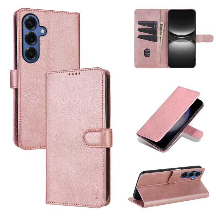 For Samsung Galaxy S26 5G AZNS Skin Feel Calf Texture Flip Leather Phone Case(Rose Gold)