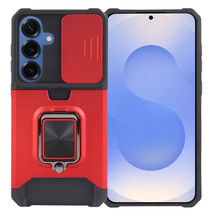 For Samsung Galaxy S26 5G Camera Shield Card Slot PC+TPU Phone Case(Red)