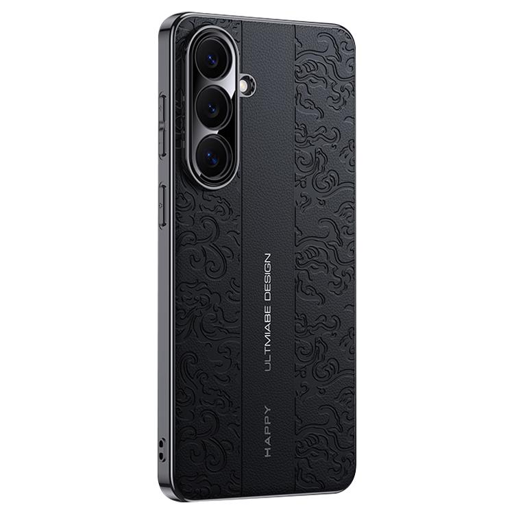 For Samsung Galaxy S26 5G Cloud Dragon Pattern Plain Leather PC Phone Case(Black)