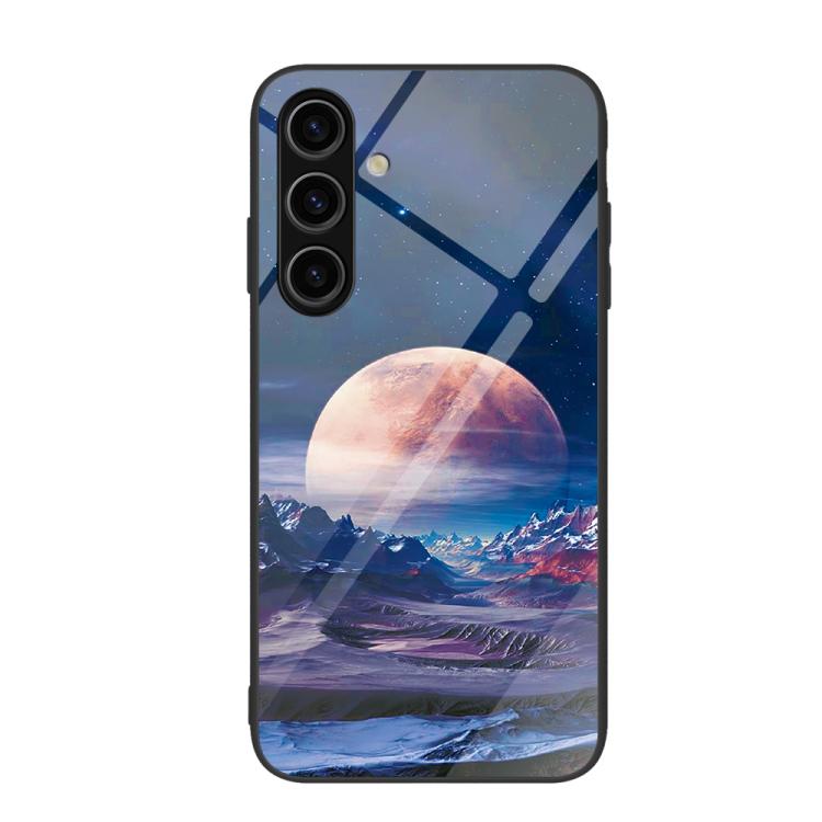 For Samsung Galaxy S26 5G Colorful Painted Glass Phone Case(Moon Hill)