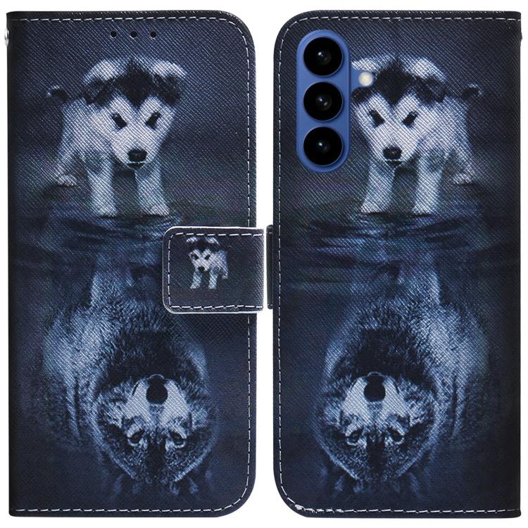 For Samsung Galaxy S26 5G Coloured Drawing Flip Leather Phone Case(Wolf and Dog)