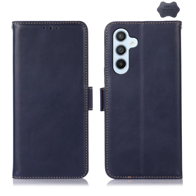 For Samsung Galaxy S26 5G Crazy Horse Top Layer Cowhide Leather Phone Case(Blue)