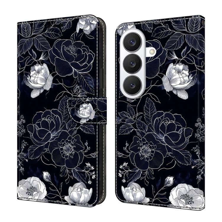 For Samsung Galaxy S26 5G Crystal-Like Painted Vegan Leather Phone Case(Artificial Flowers)