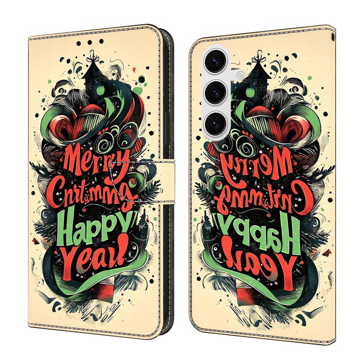 For Samsung Galaxy S26 5G Crystal-Like Painted Vegan Leather Phone Case(Christmas Graffiti)