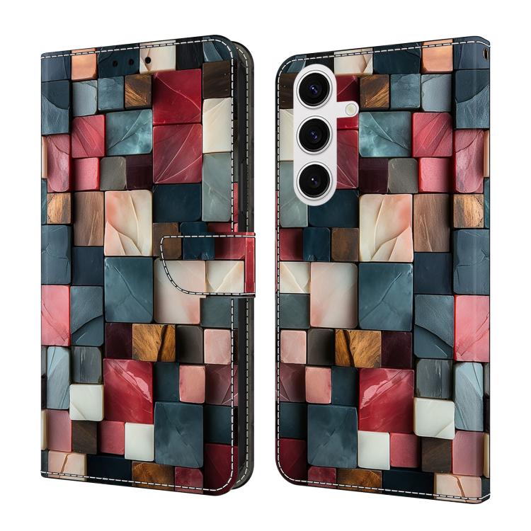 For Samsung Galaxy S26 5G Crystal-Like Painted Vegan Leather Phone Case(Colorful Bricks)