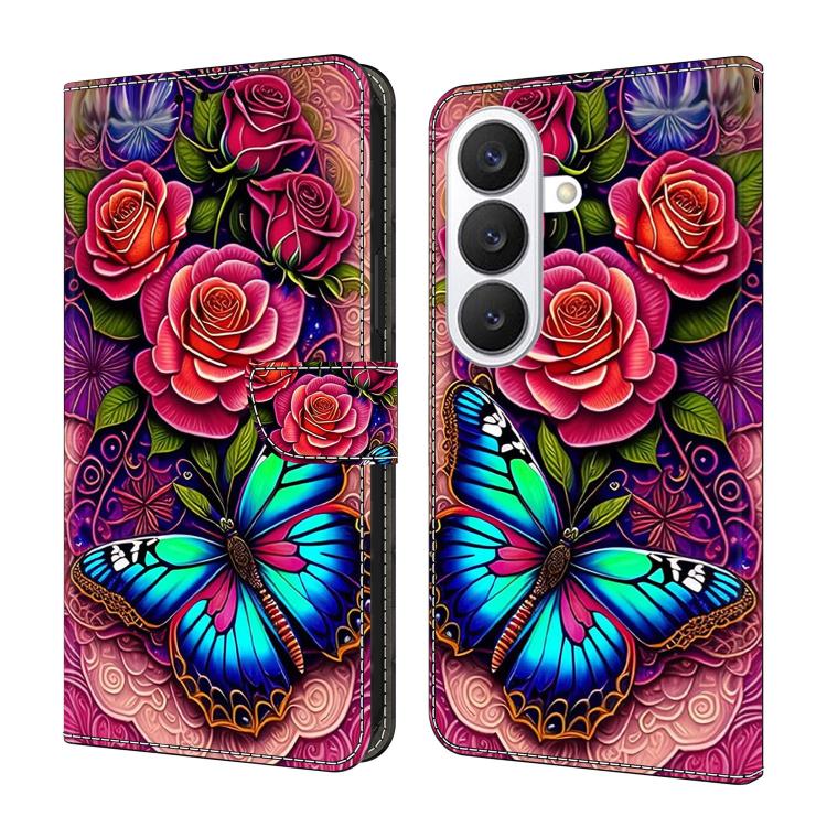 For Samsung Galaxy S26 5G Crystal-Like Painted Vegan Leather Phone Case(Colorful Butterfly)