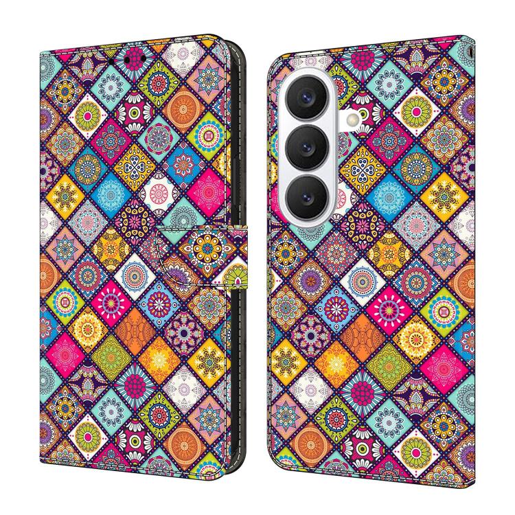 For Samsung Galaxy S26 5G Crystal-Like Painted Vegan Leather Phone Case(Colorful Ethnic)