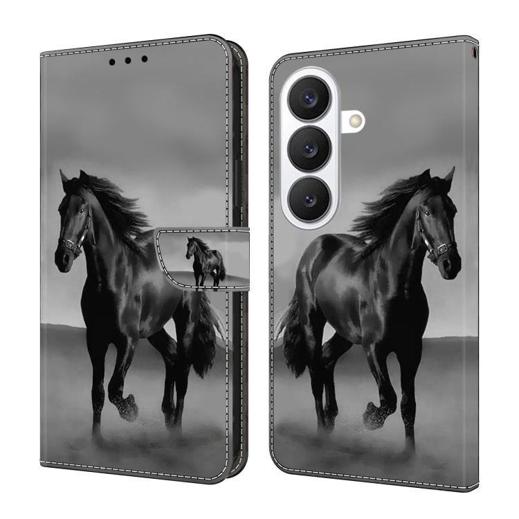 For Samsung Galaxy S26 5G Crystal-Like Painted Vegan Leather Phone Case(Dark Horse)