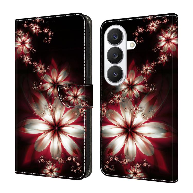 For Samsung Galaxy S26 5G Crystal-Like Painted Vegan Leather Phone Case(Dream Flower)