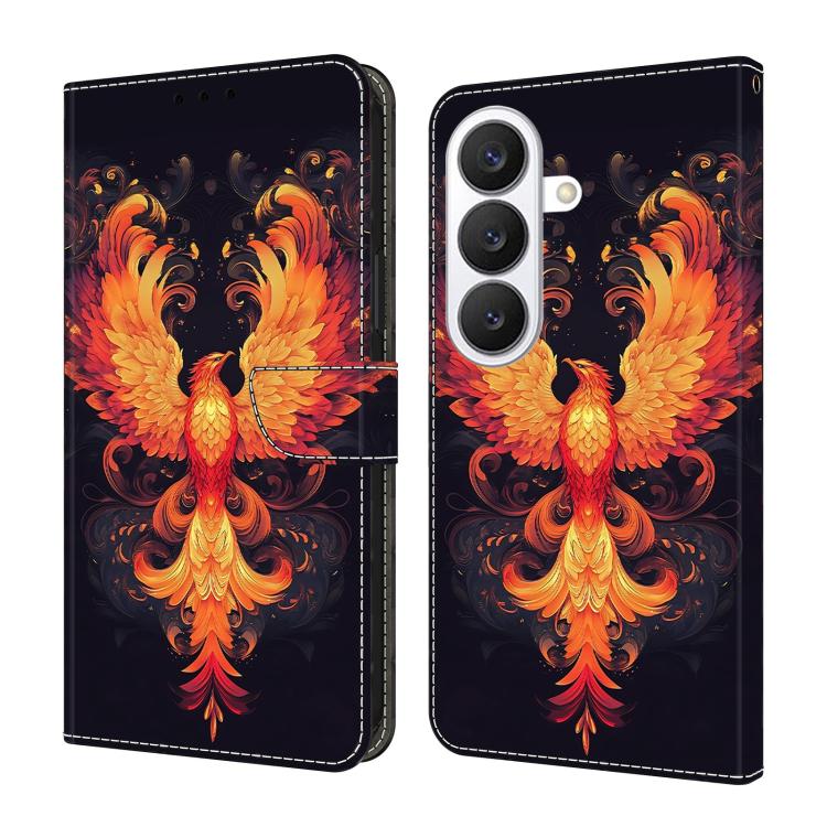 For Samsung Galaxy S26 5G Crystal-Like Painted Vegan Leather Phone Case(Fire Phoenix)