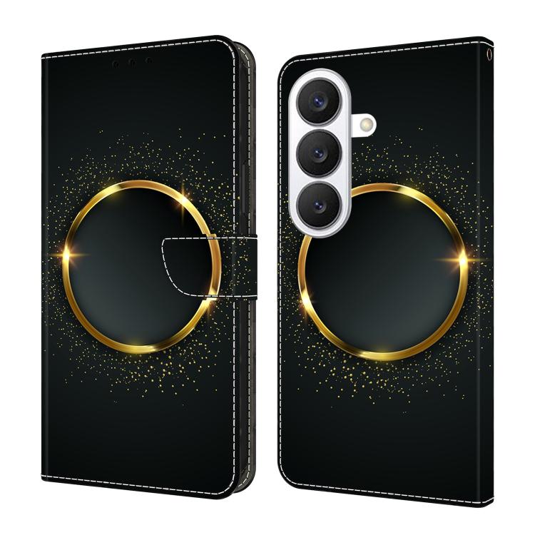 For Samsung Galaxy S26 5G Crystal-Like Painted Vegan Leather Phone Case(Golden Circle)