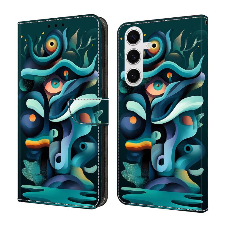 For Samsung Galaxy S26 5G Crystal-Like Painted Vegan Leather Phone Case(Graffiti Green Shadow)