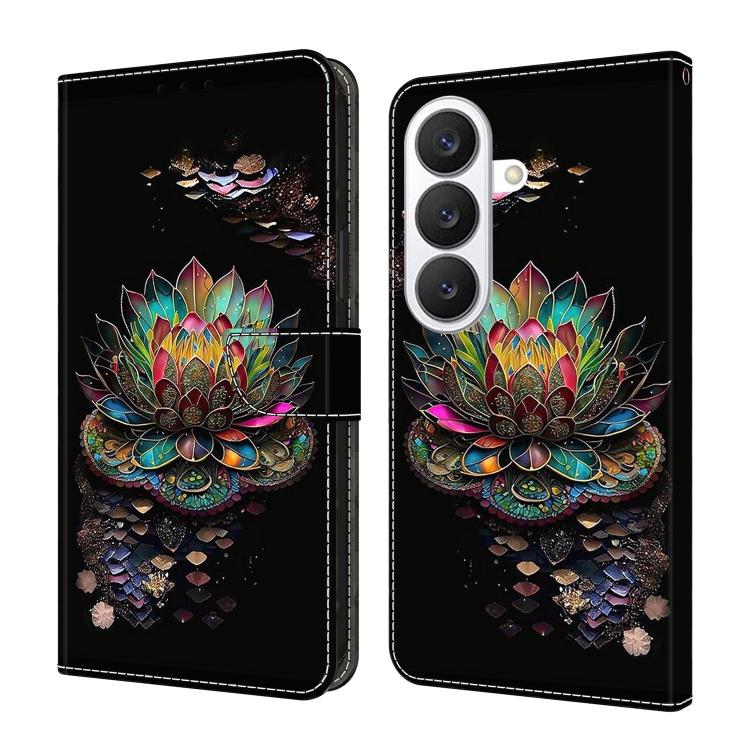 For Samsung Galaxy S26 5G Crystal-Like Painted Vegan Leather Phone Case(Lotus)