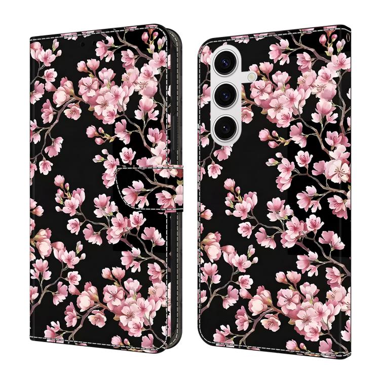 For Samsung Galaxy S26 5G Crystal-Like Painted Vegan Leather Phone Case(Peach Blossom)
