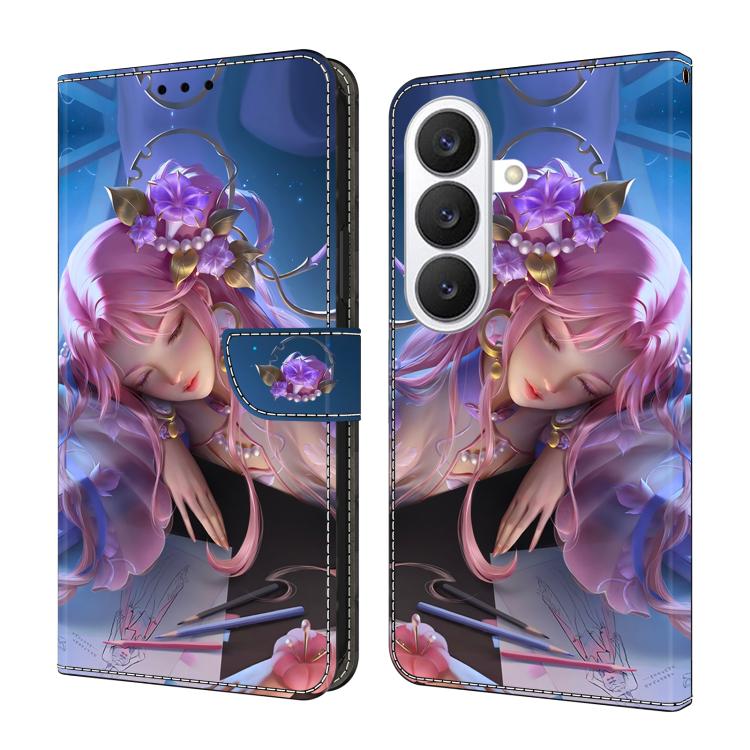 For Samsung Galaxy S26 5G Crystal-Like Painted Vegan Leather Phone Case(Sleeping Beauty)
