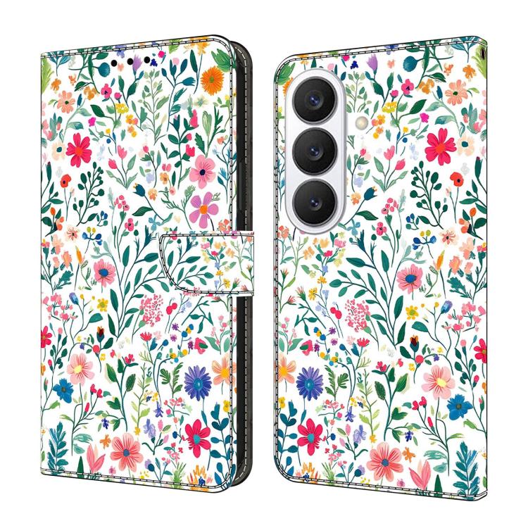 For Samsung Galaxy S26 5G Crystal-Like Painted Vegan Leather Phone Case(Small Flowerbed)
