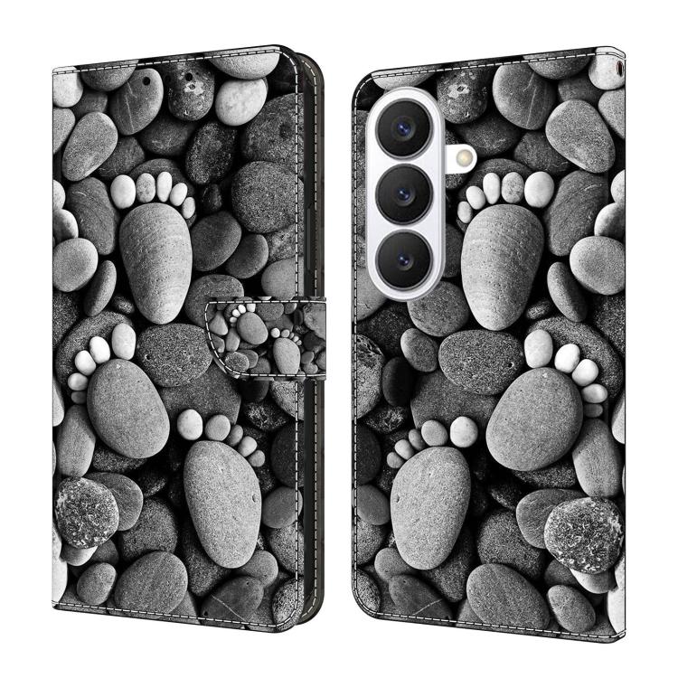 For Samsung Galaxy S26 5G Crystal-Like Painted Vegan Leather Phone Case(Stone Footprints)