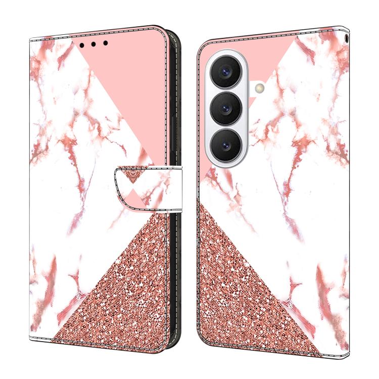 For Samsung Galaxy S26 5G Crystal-Like Painted Vegan Leather Phone Case(Triangular Marble)