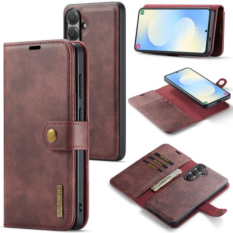 For Samsung Galaxy S26 5G DG.MING Crazy Horse Texture Detachable Magnetic Leather Case(Red)