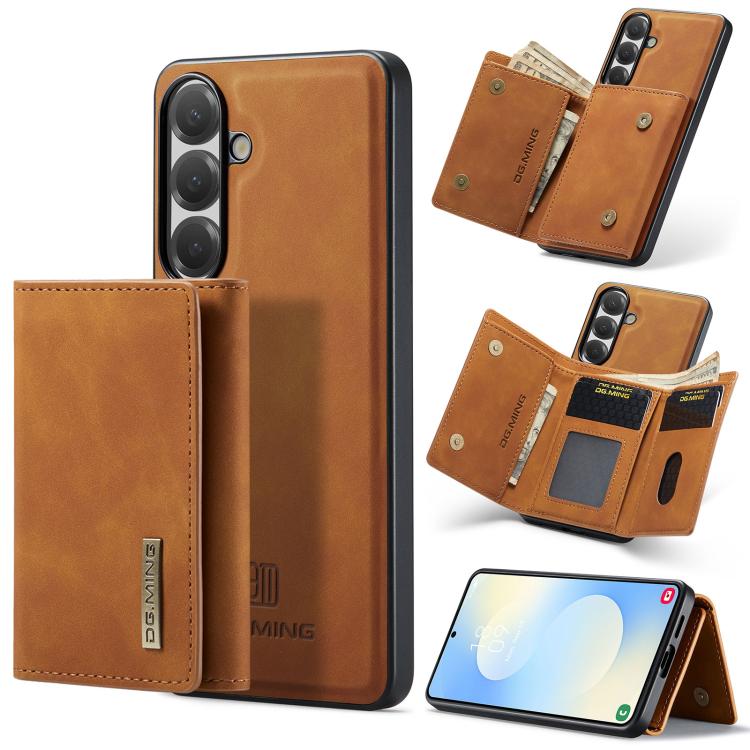 For Samsung Galaxy S26 5G DG.MING M1 Series 3-Fold Multi Card Wallet + Magnetic Phone Case(Brown)