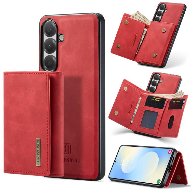 For Samsung Galaxy S26 5G DG.MING M1 Series 3-Fold Multi Card Wallet + Magnetic Phone Case(Red)