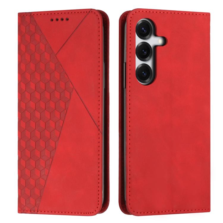For Samsung Galaxy S26 5G Diamond Splicing Skin Feel Magnetic Leather Phone Case(Red)