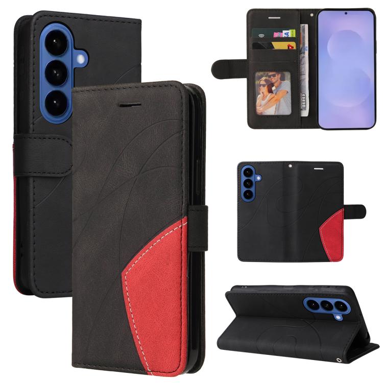 For Samsung Galaxy S26 5G Dual-color Splicing Flip Leather Phone Case(Black)