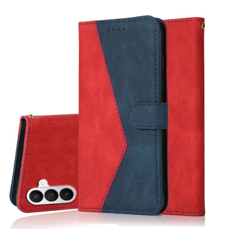 For Samsung Galaxy S26 5G Dual-color Stitching Leather Phone Case(Red Blue)