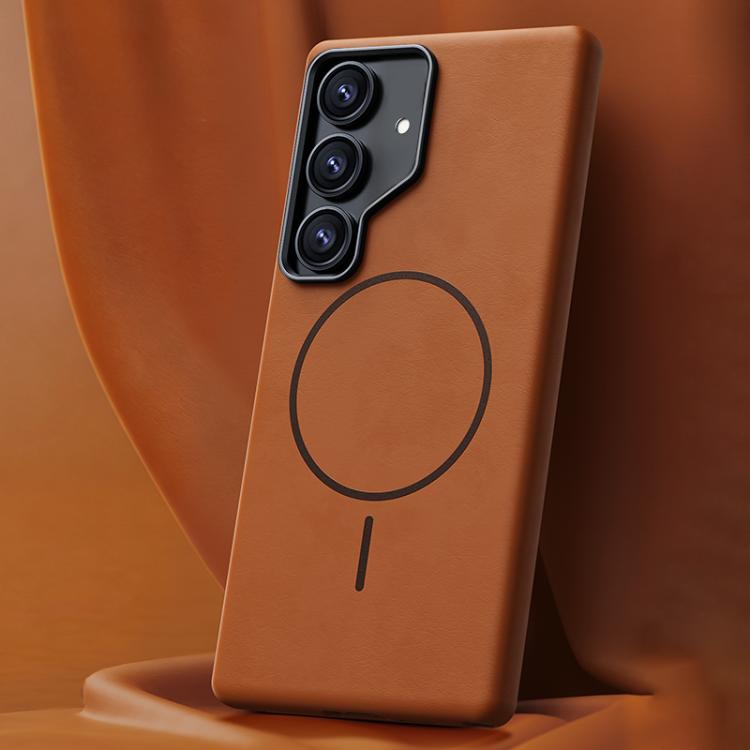 For Samsung Galaxy S26 5G Elephant Leather Full Coverage Magnetic Microfiber Leather PC Phone Case(Orange)