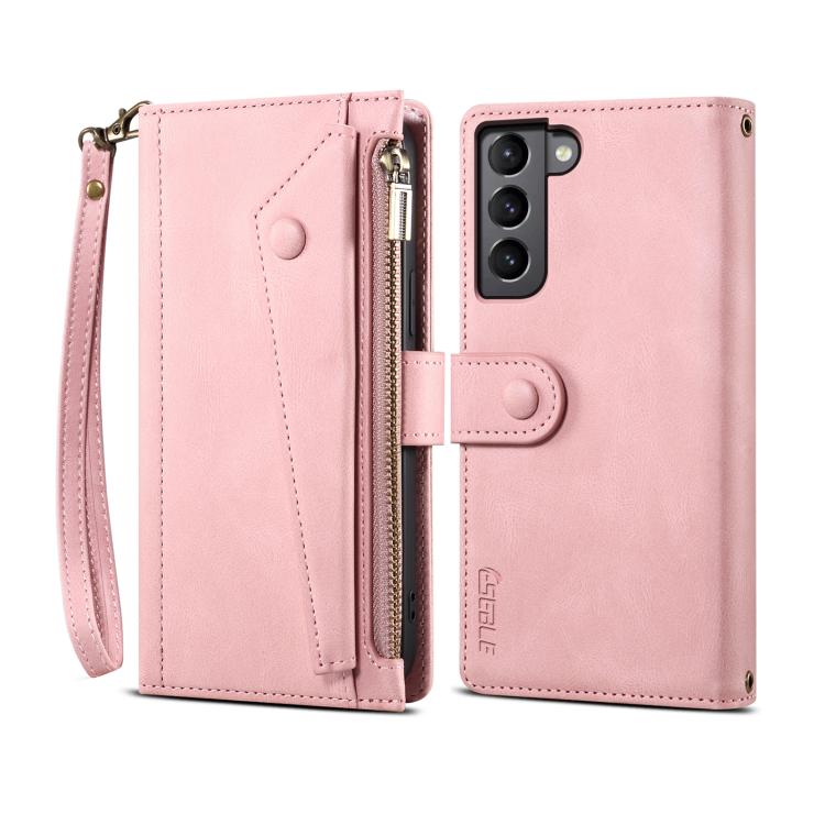 For Samsung Galaxy S26 5G ESEBLE Retro Frosted RFID Flip Leather Phone Case(Rose Gold)
