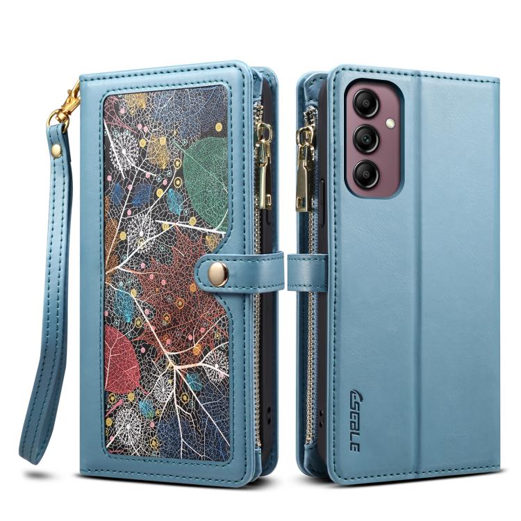 For Samsung Galaxy S26 5G ESEBLE Star Series Lanyard Zipper Wallet RFID Leather Case(Blue)