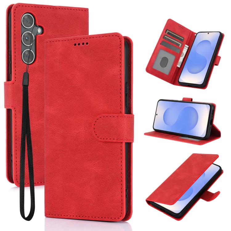 For Samsung Galaxy S26 5G Fantasy Skin-feel Calfskin Texture Leather Phone Case(Red)