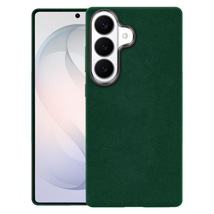 For Samsung Galaxy S26 5G Flannel Textured Magnetic Full Coverage Phone Case(Dark Green)