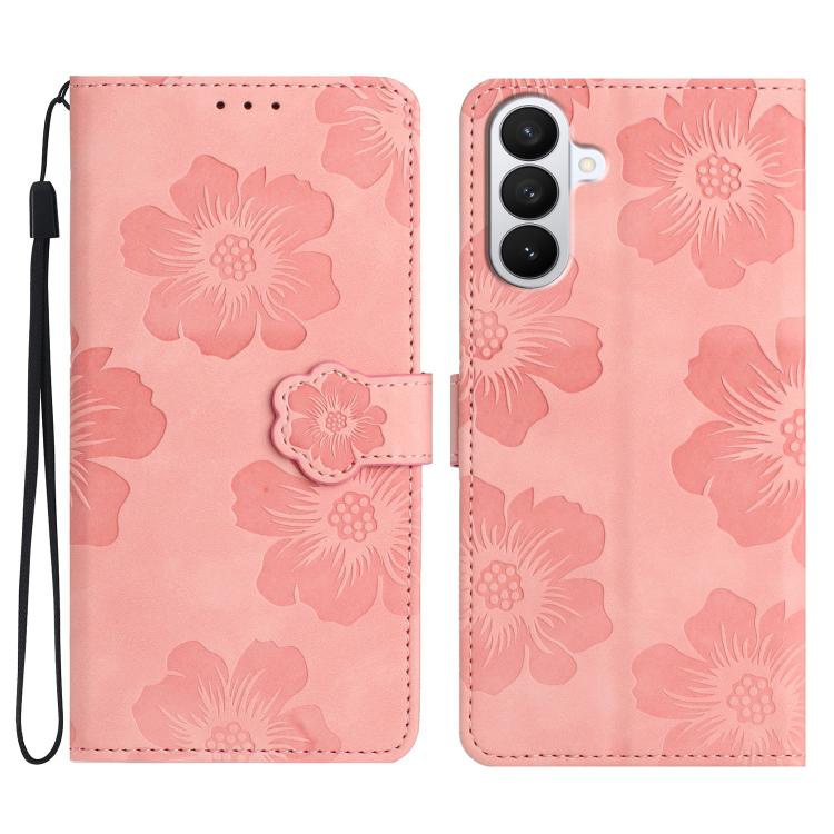 For Samsung Galaxy S26 5G Flower Embossing Pattern Leather Phone Case(Pink)