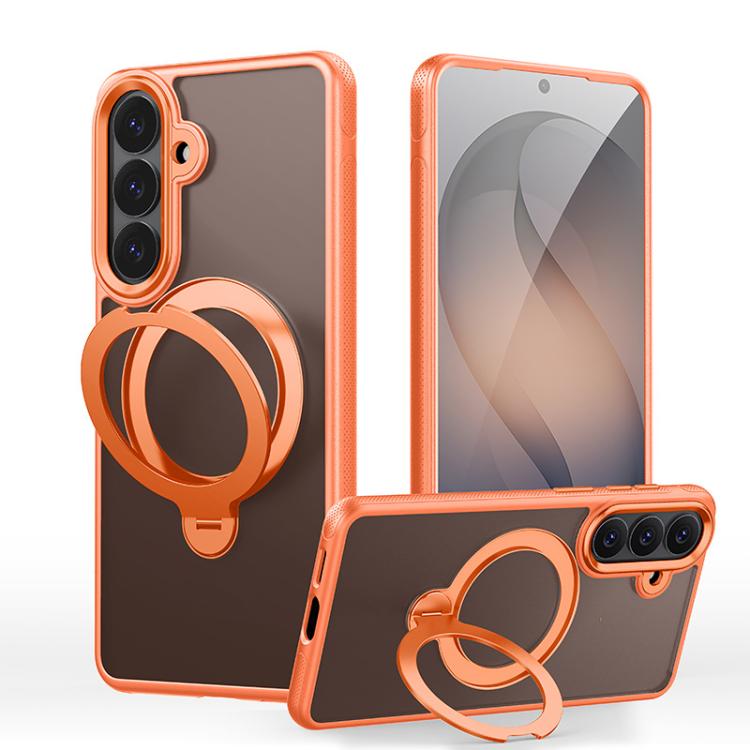 For Samsung Galaxy S26 5G Gear-Style Stress Relief 360 Rotation Holder MagSafe Phone Case(Orange)