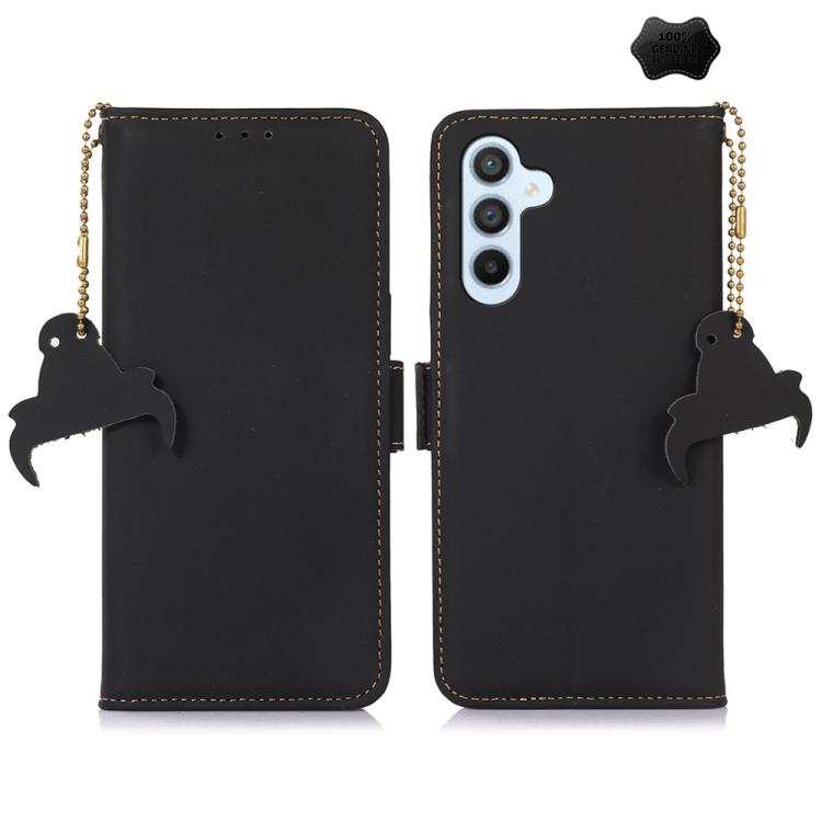 For Samsung Galaxy S26 5G Genuine Leather Magnetic RFID Leather Phone Case(Black)