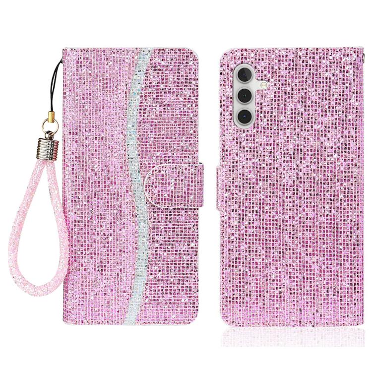 For Samsung Galaxy S26 5G Glitter Powder Filp Leather Phone Case(Pink)