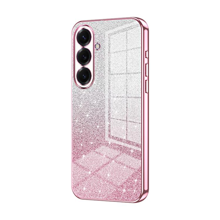 For Samsung Galaxy S26 5G Gradient Glitter Powder Electroplated Phone Case(Pink)