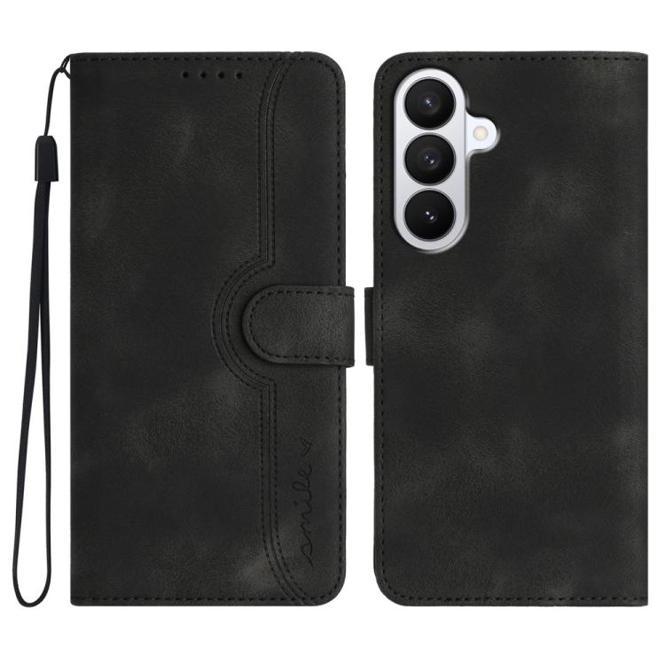 For Samsung Galaxy S26 5G Heart Pattern Skin Feel Leather Phone Case(Black)