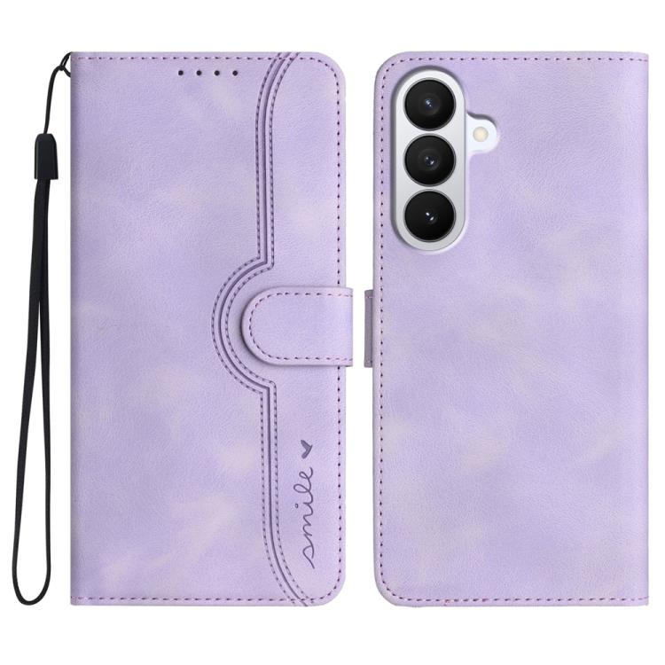 For Samsung Galaxy S26 5G Heart Pattern Skin Feel Leather Phone Case(Purple)