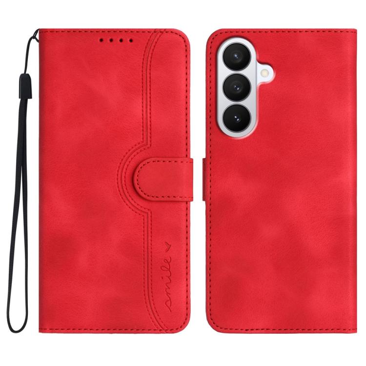 For Samsung Galaxy S26 5G Heart Pattern Skin Feel Leather Phone Case(Red)
